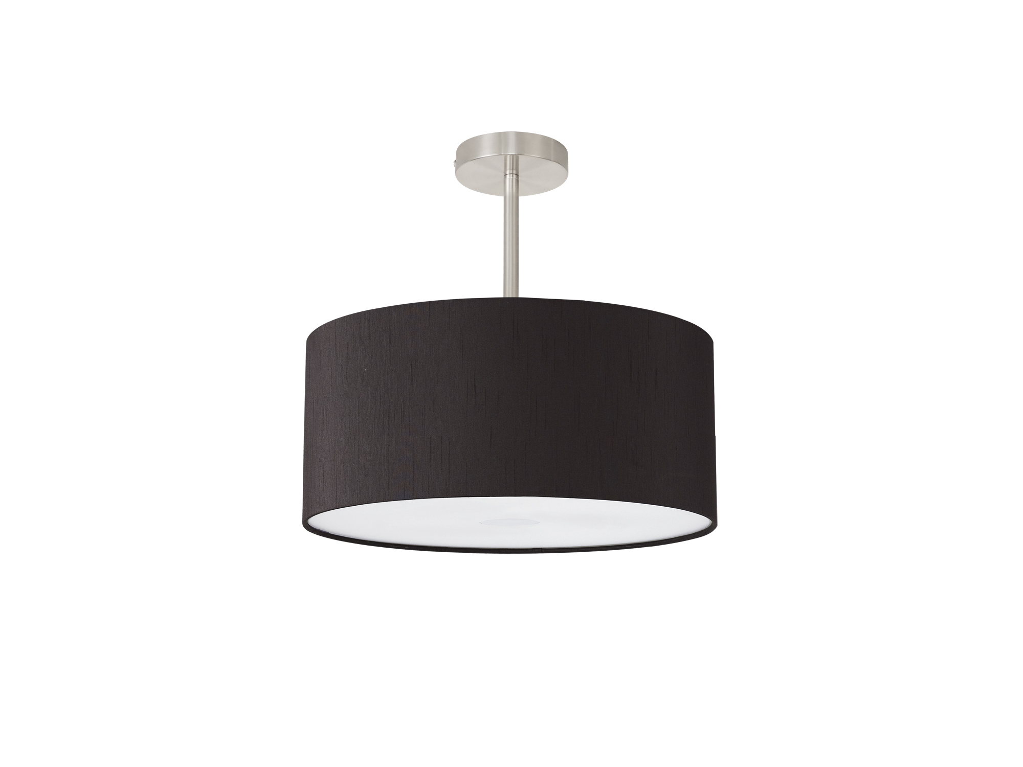 Baymont 40cm Semi Flush 1 Light Satin Nickel, Black, Frosted Diffuser DK0261  Deco Baymont